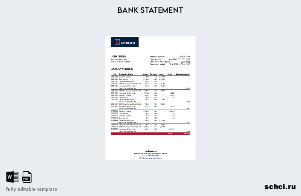 цифровая загрузка шаблона Excel банковской выписки Исландии Landsbankinn
